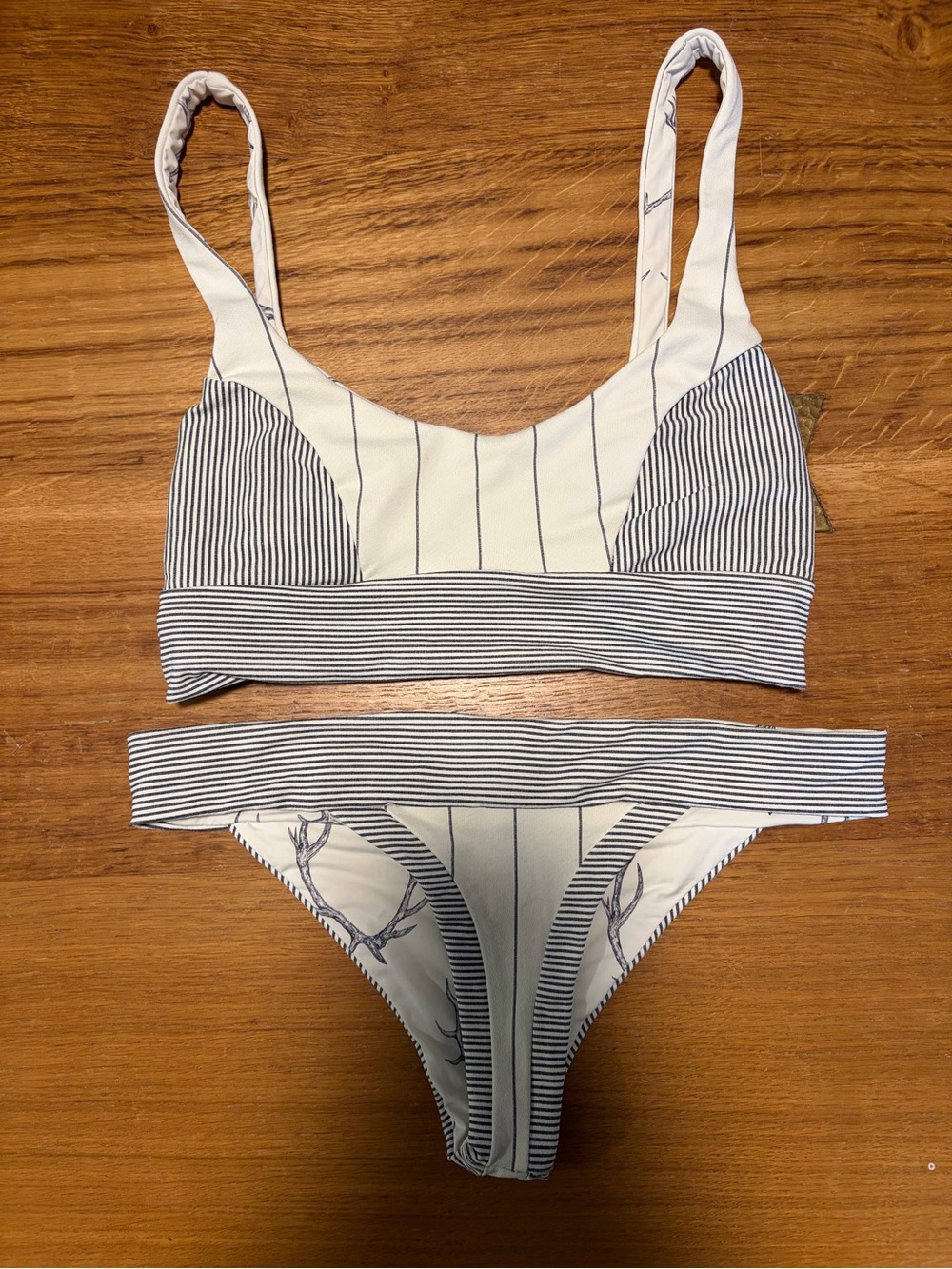 Boys + Arrows Striped White and Navy Bikini Set